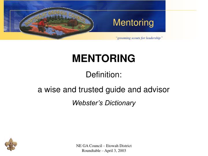 Ppt Mentoring Definition A Wise And Trusted Guide Advisor Webster S Dictionary Powerpoint Presentation Id 3322681 - Round Table Definition Webster Dictionary