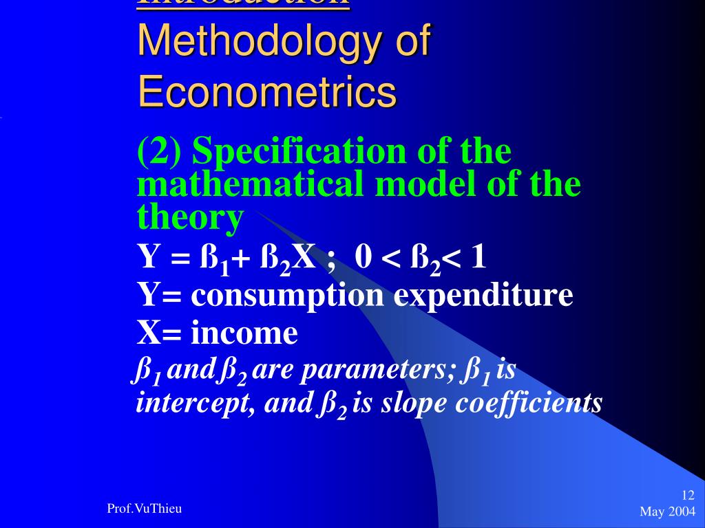 statement of theory or hypothesis in econometrics