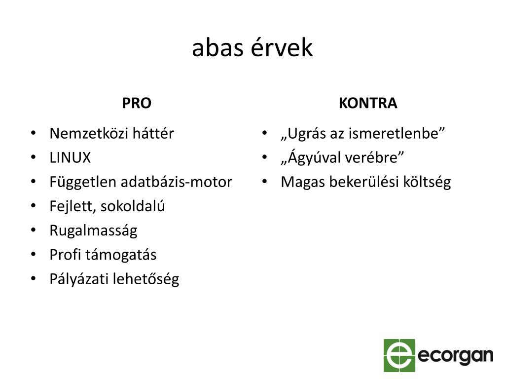 PPT - abas bevezetés az Ecorgan Kft-nél PowerPoint Presentation, free ...