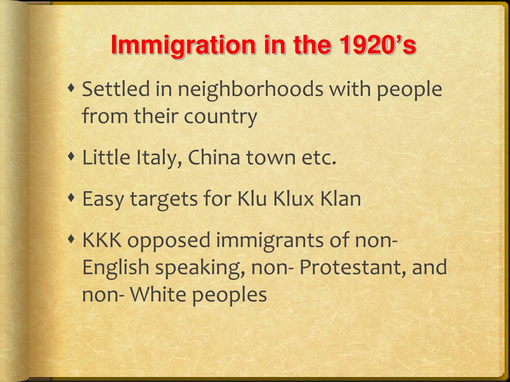 immigration in the 1920s essay