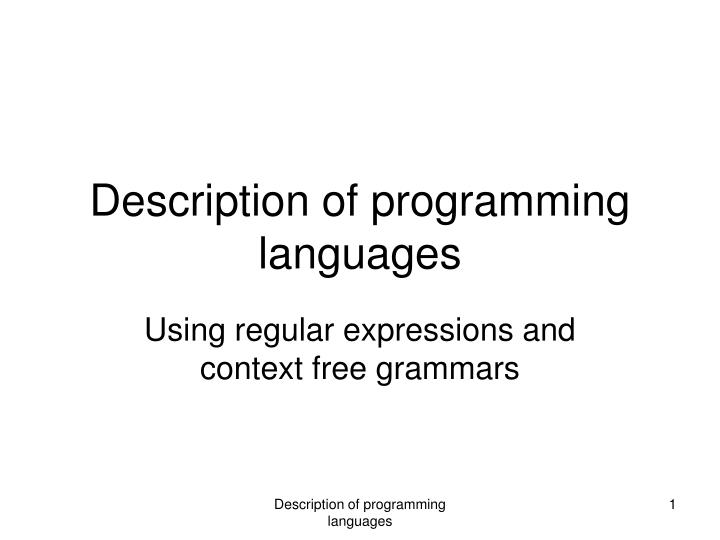 PPT - Description of programming languages PowerPoint Presentation ...