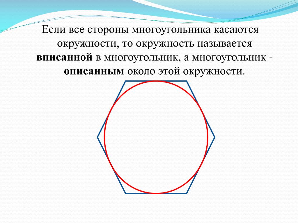 Стороны многоугольника называют. Если все стороны многоугольника касаются окружности то. Окружность вписанная в многоугольник. Многоугольник в окружности. Многоугольник описанный около окружности.