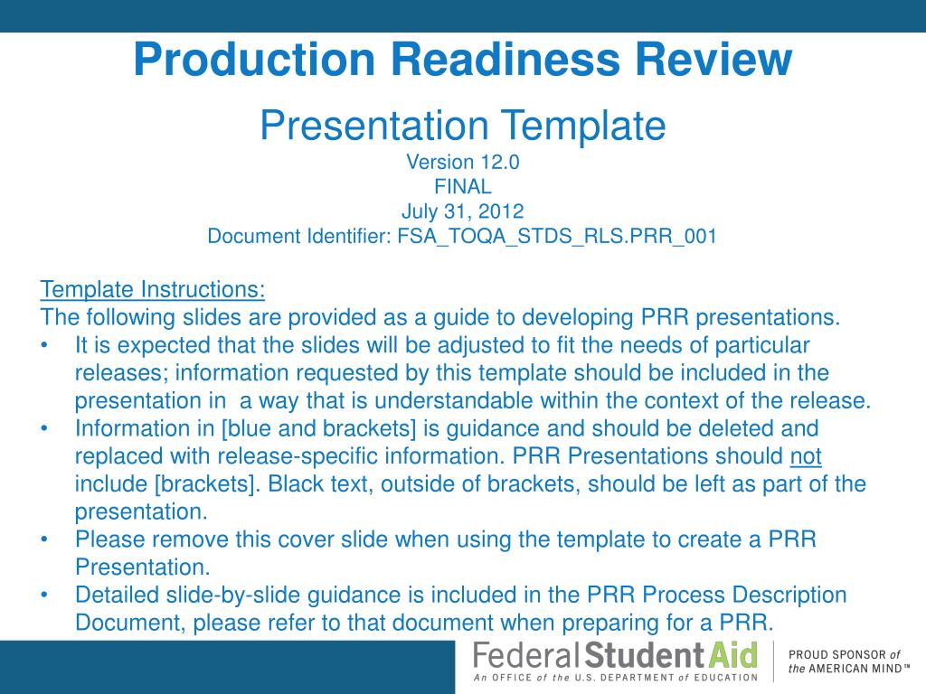 Production Readiness Review Template Production Readiness Review Template