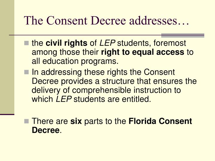 PPT Overview of Florida Consent Decree PowerPoint