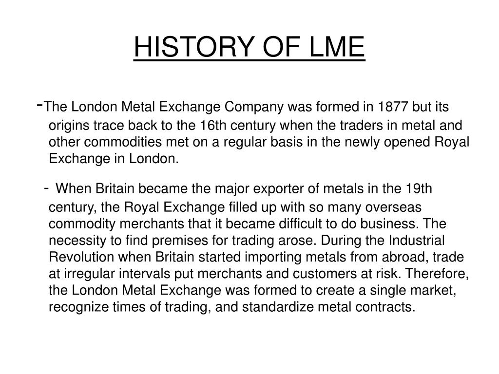 london metal exchange presentation