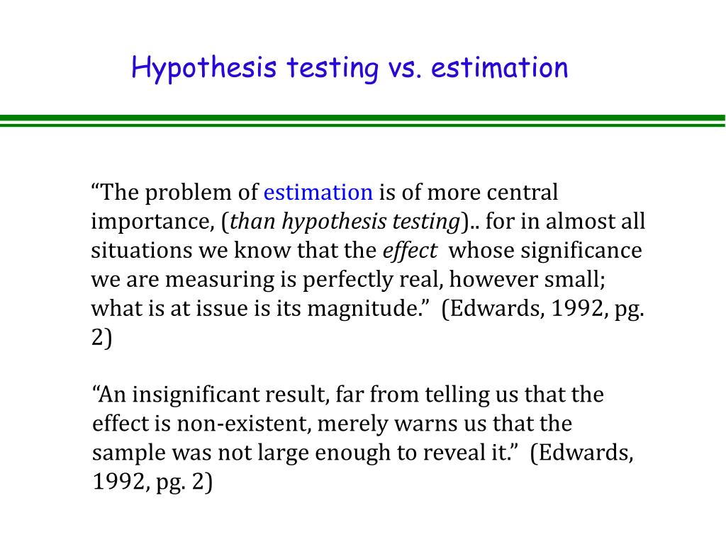 hypothesis testing vs estimation