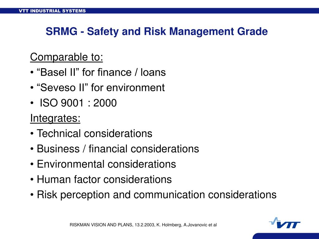 PPT - RISKMAN VISION and PLANS K. Holmberg, A. Jovanovic et al 13.2. ...