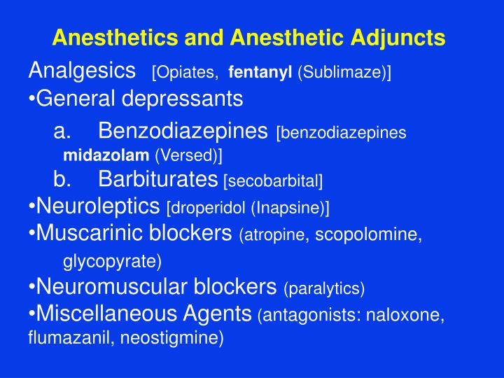 Ppt Anesthetics And Anesthetic Adjuncts Analgesics Opiates Fentanyl Sublimaze Powerpoint Presentation Id 3337181