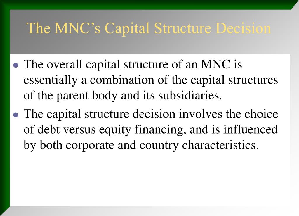 PPT Multinational Cost Of Capital And Capital Structure PowerPoint 