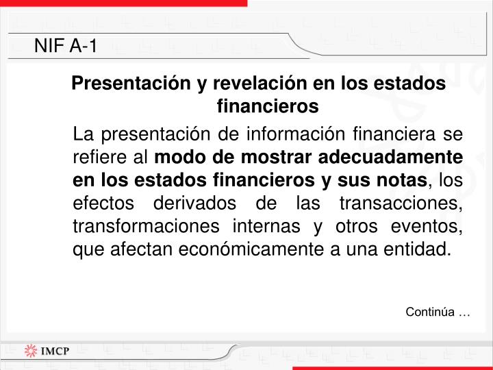 PPT NIF A1 Estructura de las Normas de Información