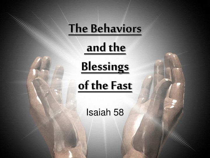 the behaviors and the blessings of the fast n.