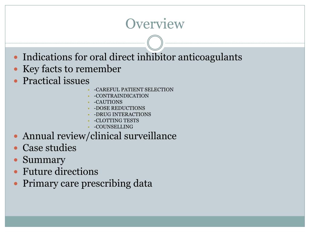 PPT - Update on the new oral anticoagulants; 12 months on PowerPoint ...