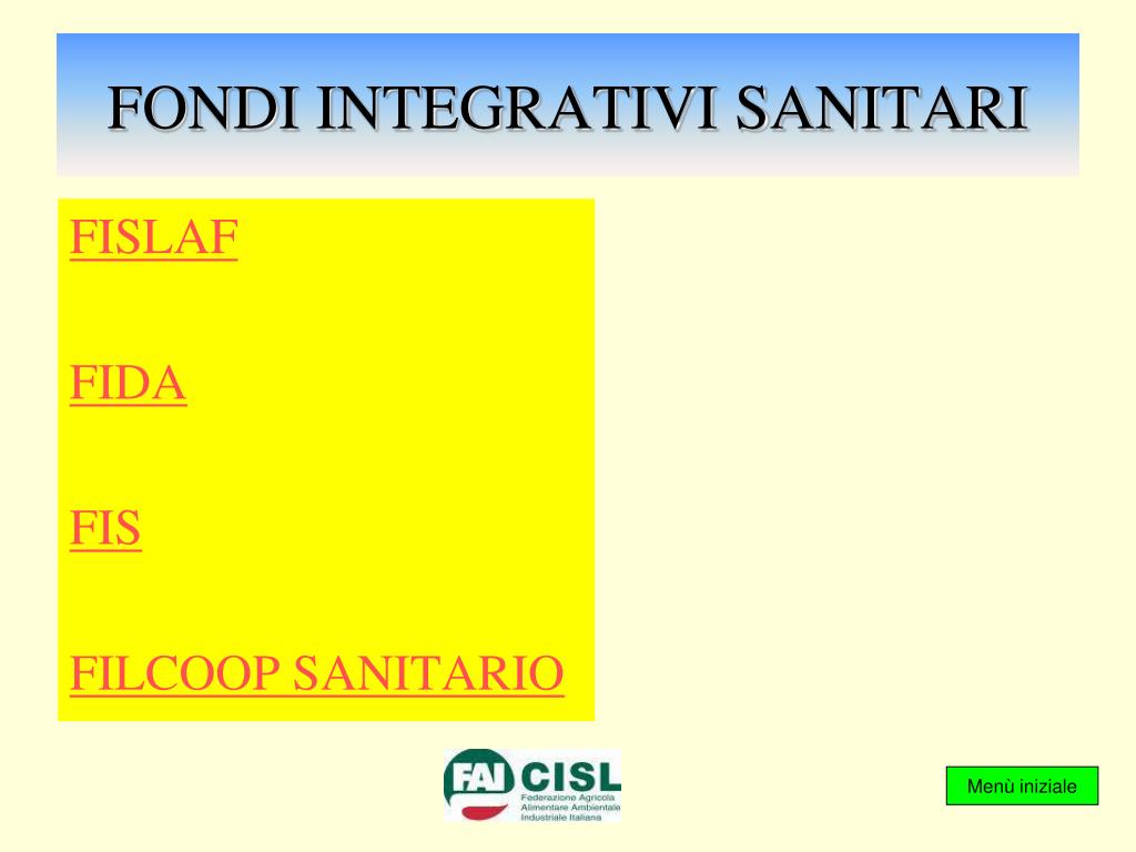 PPT - PRESENTAZIONE FONDI INTEGRATIVI SANITARI PowerPoint Presentation -  ID:3349838