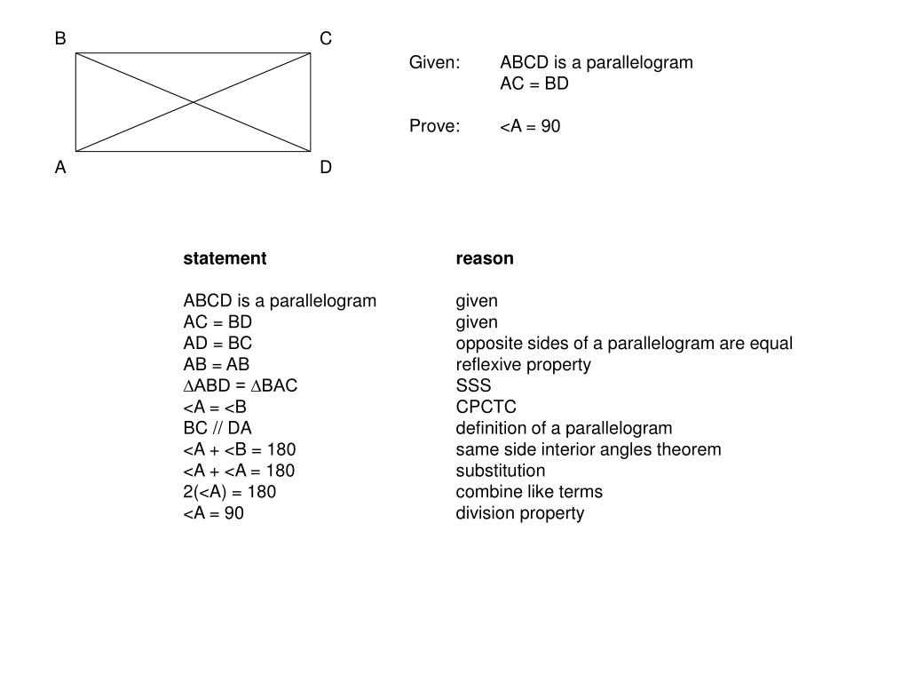 Ppt Definition Of A Parallelogram Opposite Sides Of