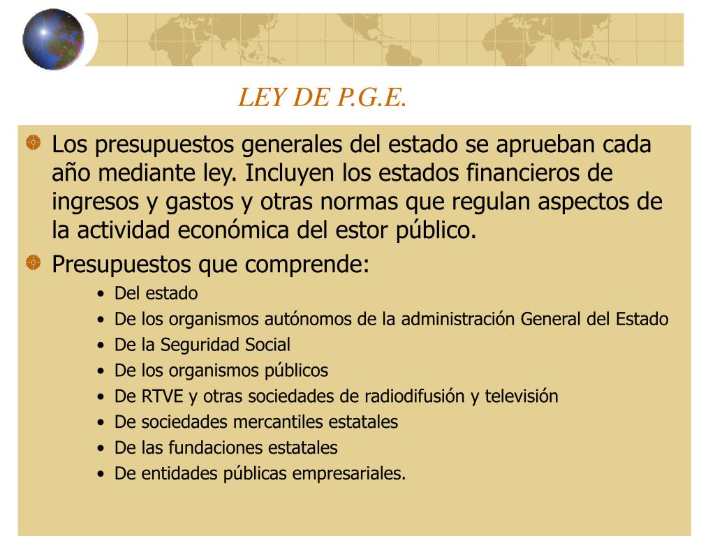 PPT - Tema 7 LOS PRESUPUESTOS GENERALES DEL ESTADO minhac.es PowerPoint ...