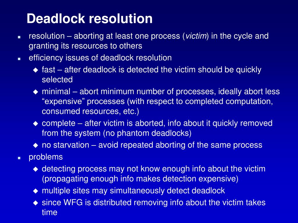 PPT Distributed And Hierarchical Deadlock Detection Deadlock 
