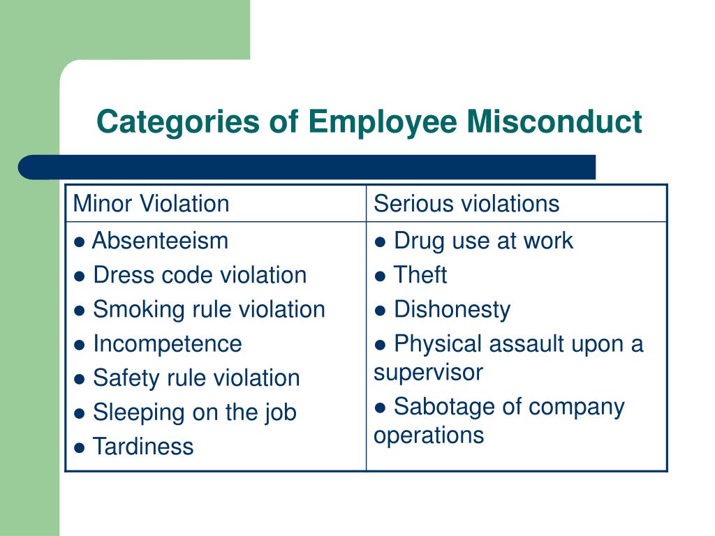 What is considered job misconduct