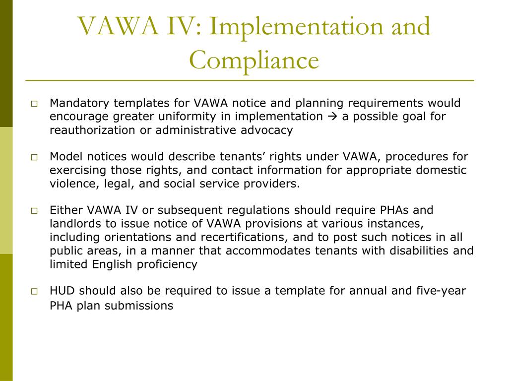 PPT VAWA and Housing Past, Present, and Future PowerPoint