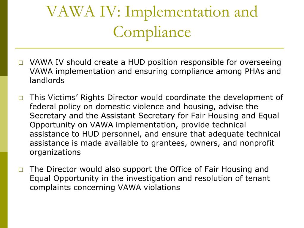 PPT VAWA and Housing Past, Present, and Future PowerPoint