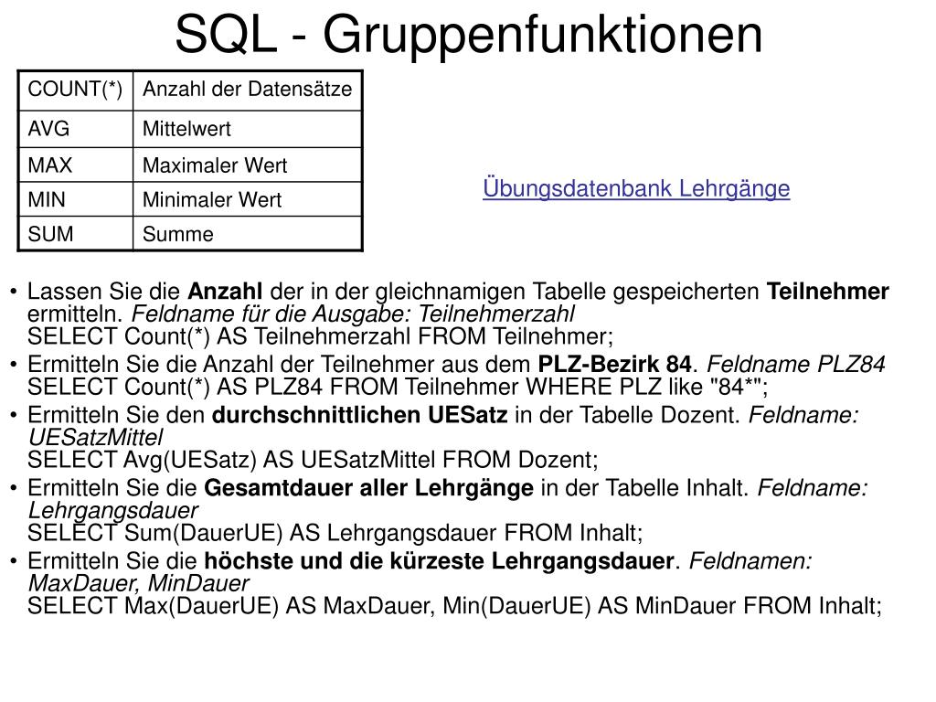 Ppt sql datentypen powerpoint presentation free download id 3355911