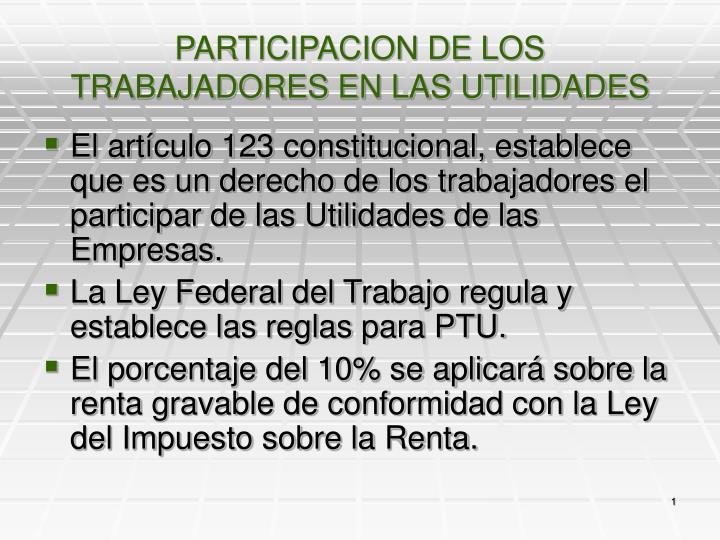 Participacion De Utilidades Ley Federal Del Trabajo