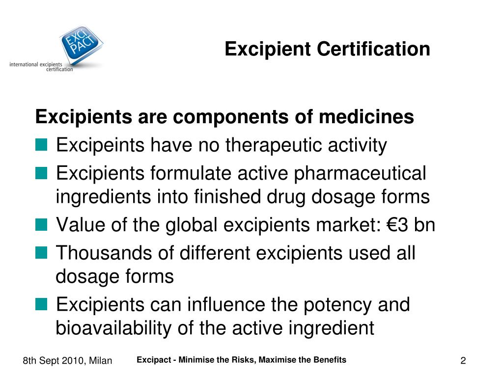 PPT EXCIPACT Pharmaceutical Excipient Certification PowerPoint