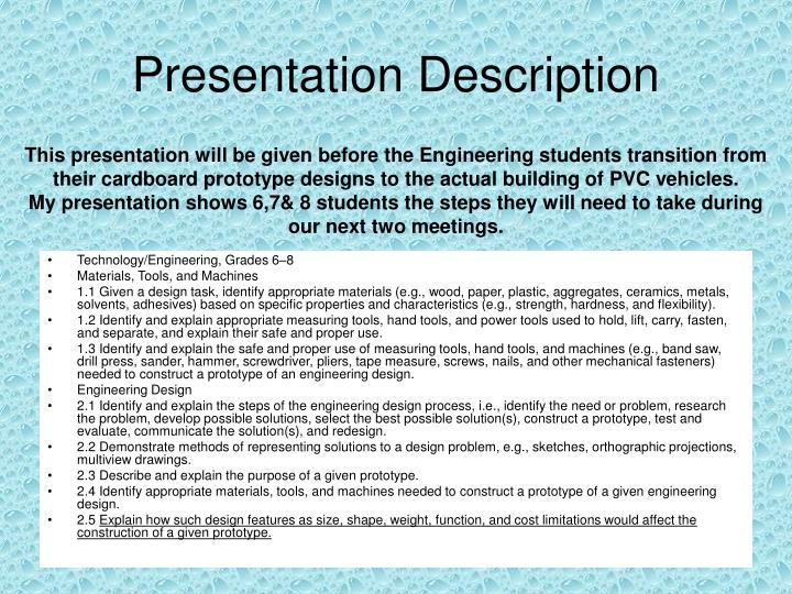 video presentation description