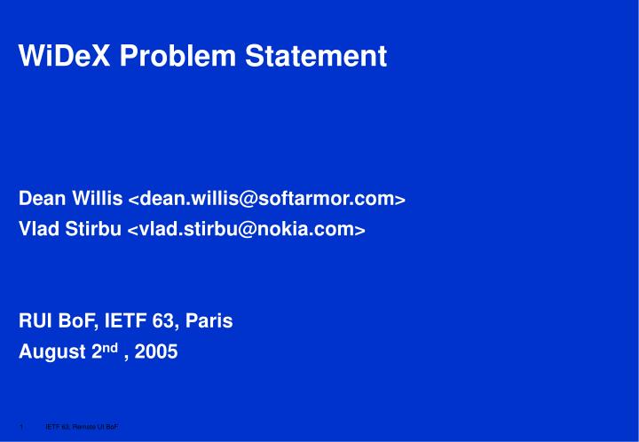 PPT WiDeX Problem Statement PowerPoint Presentation Free Download 