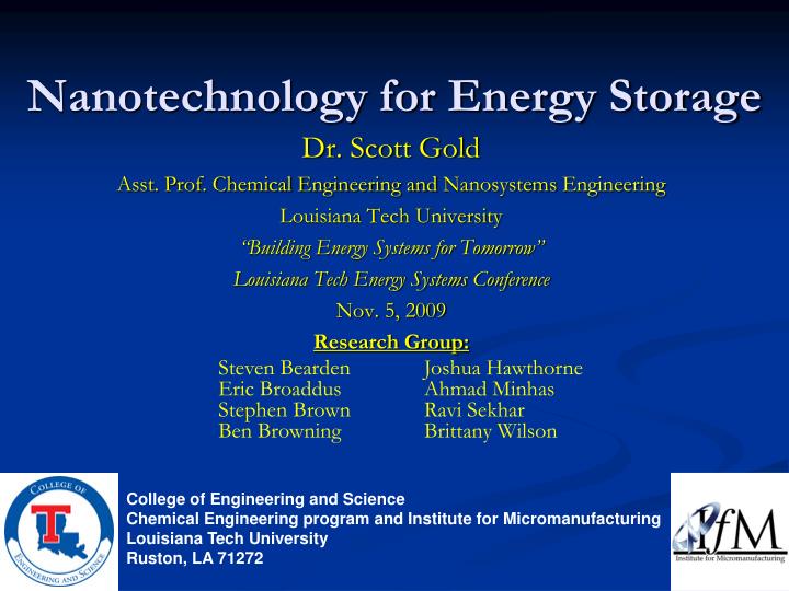 PPT - Nanotechnology for Energy Storage PowerPoint Presentation, free