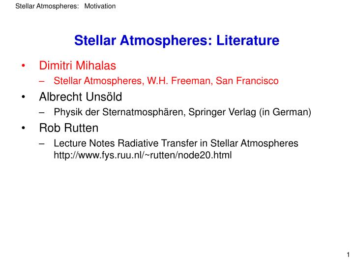 PPT Stellar Atmospheres Literature PowerPoint Presentation, free