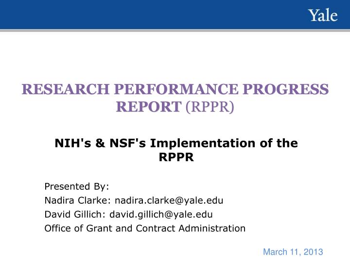 PPT - RESEARCH PERFORMANCE PROGRESS REPORT (RPPR) PowerPoint ...