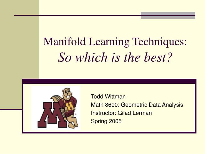 manifold learning manifold learning