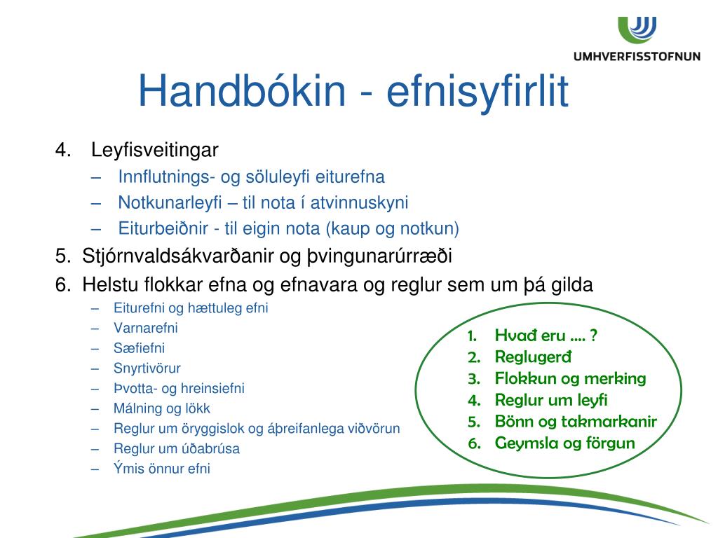 PPT - Efnavörueftirlit á Íslandi - gerð handbókar og vefgáttar fyrir ...