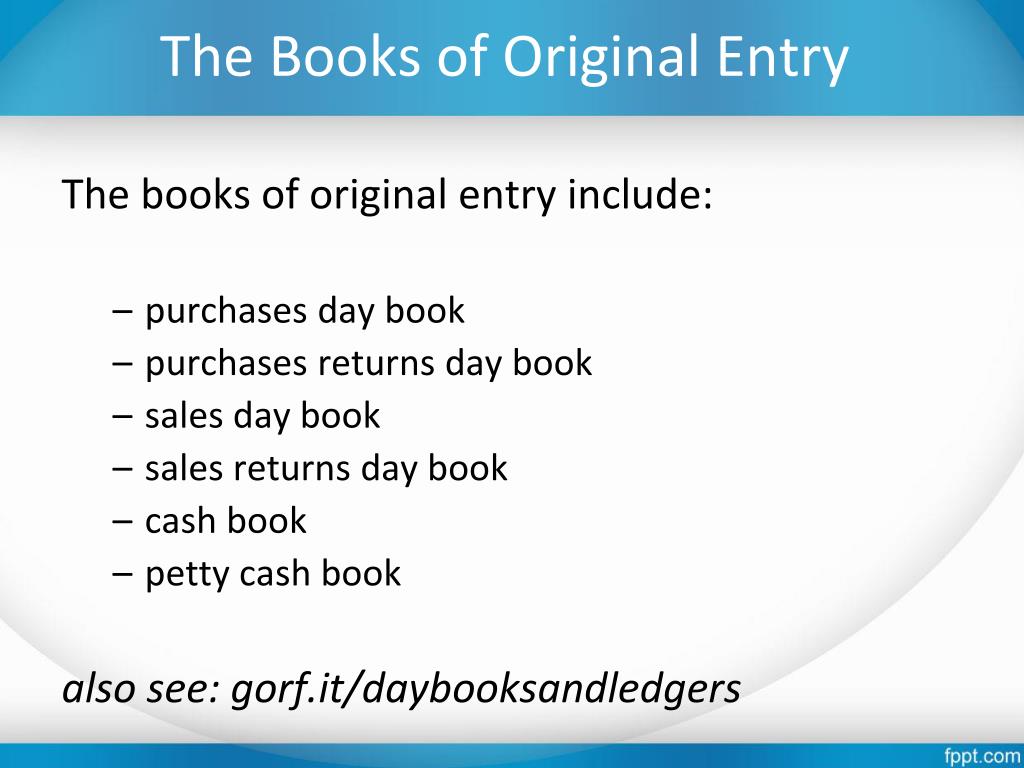 what is books of original entry