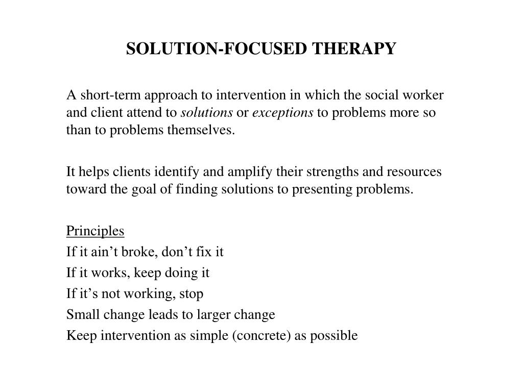 solution focused therapy homework