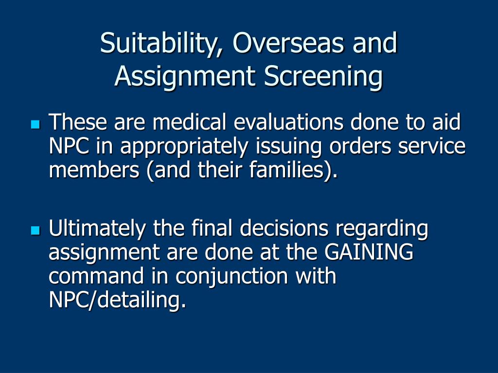 overseas assignment suitability screening