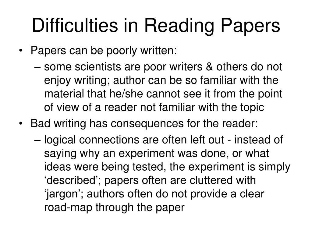 research paper reading difficulties