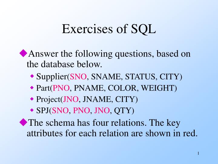 PPT - Exercises of SQL PowerPoint Presentation, free download - ID:3374952