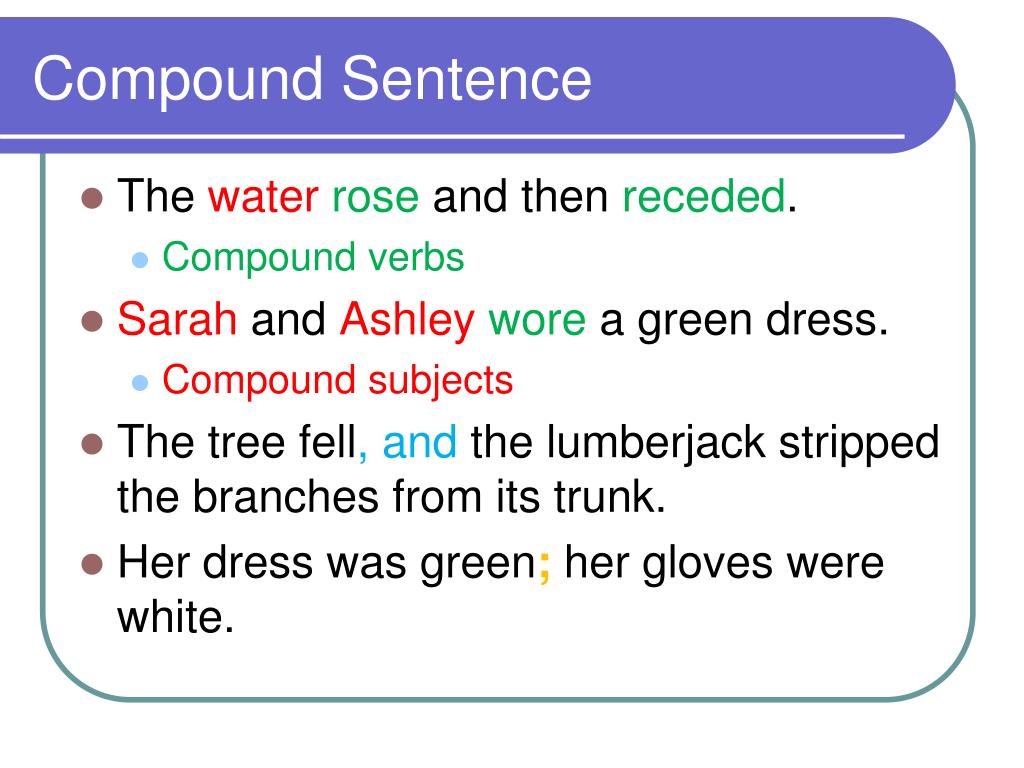 Compound Sentences And Compound Verbs Worksheet