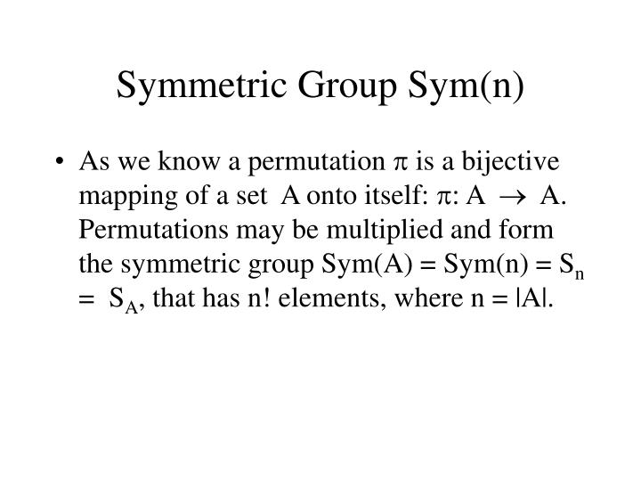 presentation of symmetric group