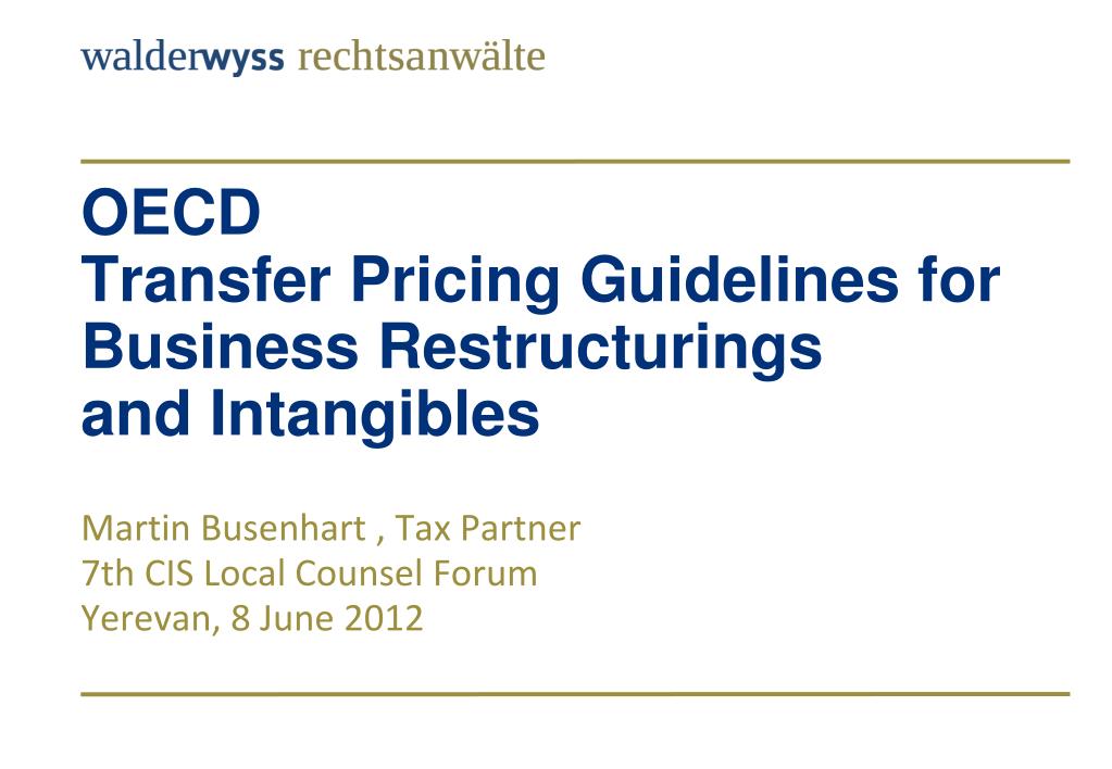 PPT OECD Transfer Pricing Guidelines for Business Restructurings and