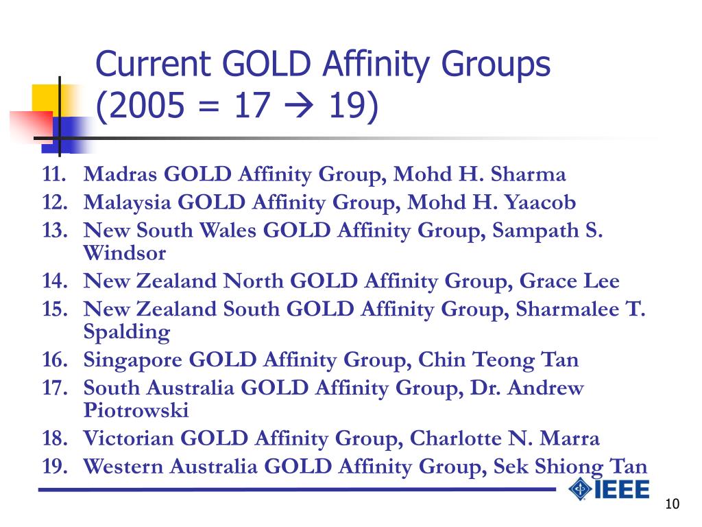 Gold Affinity Sign PPT - Report of Region 10 GOLD Activities Plan in 200 6 PowerPoint ...