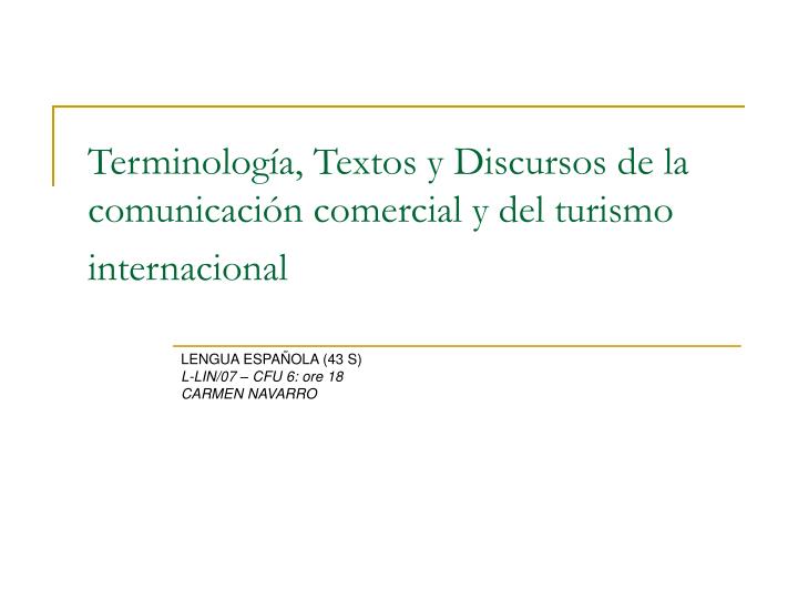 terminolog a textos y discursos de la comunicaci n comercial y del turismo internacional n.