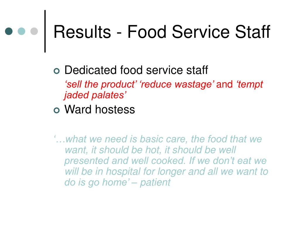 PPT Patient Experience and Satisfaction with Hospital Food Service