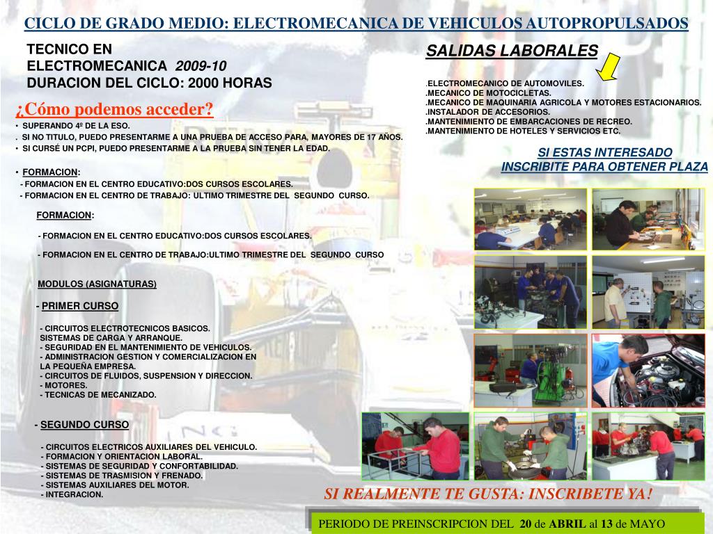 PPT - CICLO DE GRADO MEDIO: ELECTROMECANICA DE VEHICULOS AUTOPROPULSADOS  PowerPoint Presentation - ID:3403566