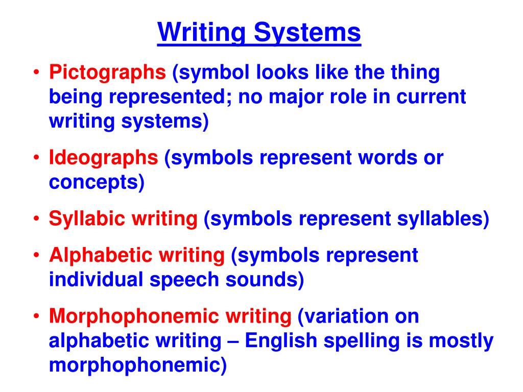 what are four types of writing systems