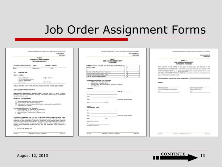 assignment order form