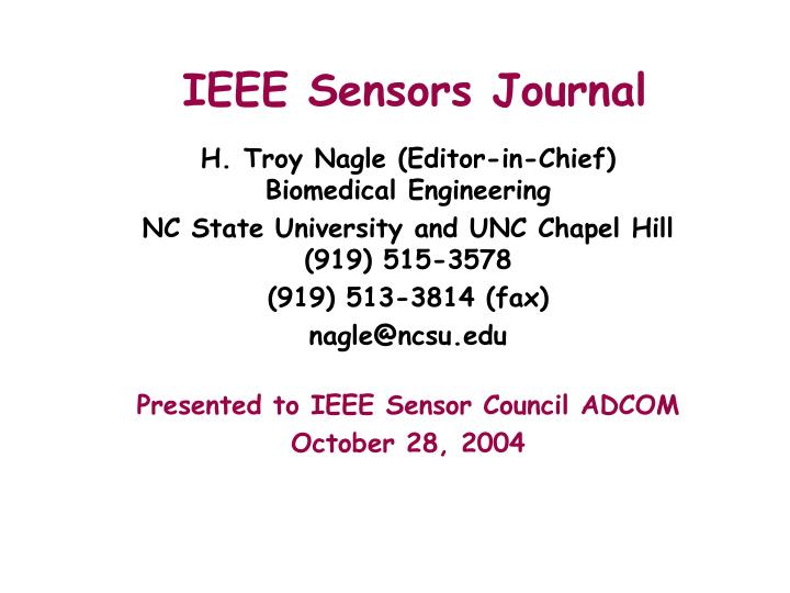 PPT IEEE Sensors Journal PowerPoint Presentation, free download ID