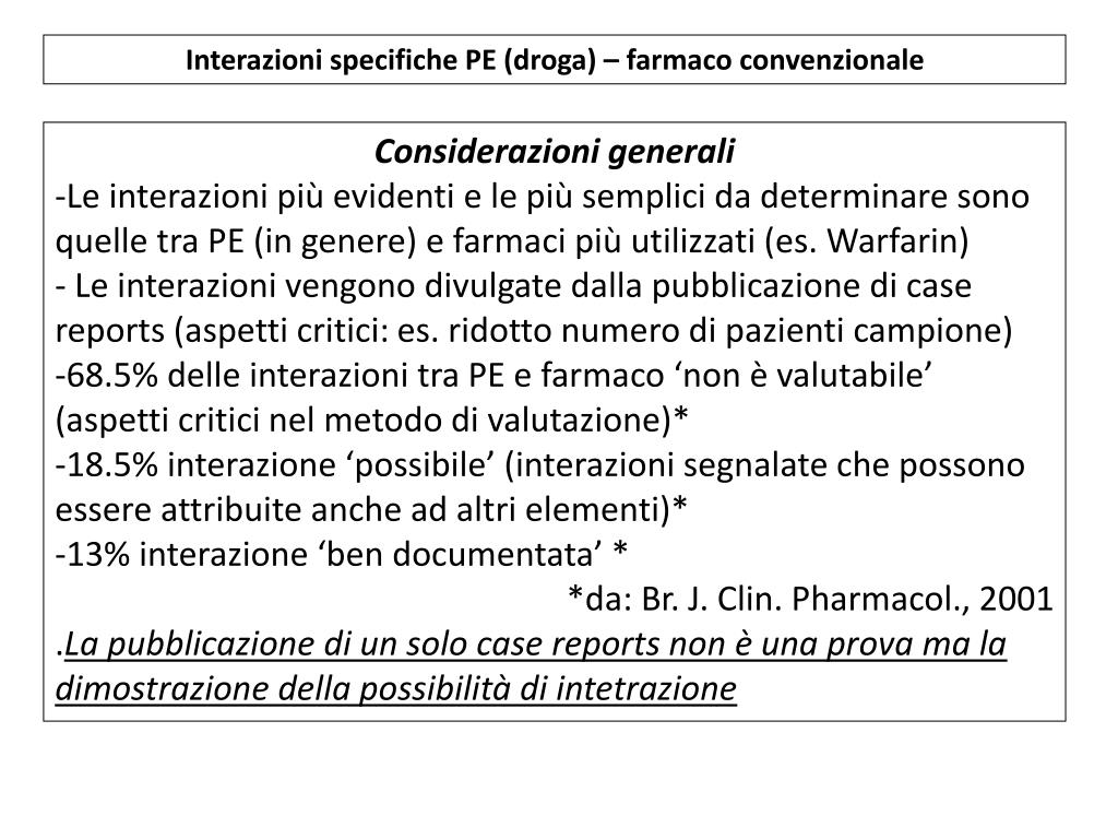 PPT - PE e interazioni con la contestuale assunzione di farmaci