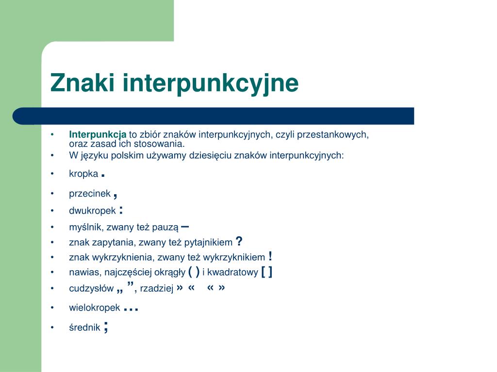 Obrazki Ze Znaków Interpunkcyjnych Do Skopiowania PPT - Interpunkcja PowerPoint Presentation, free download - ID:3411636